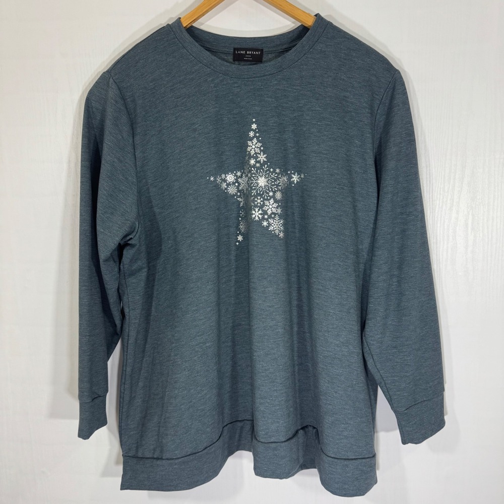 Lane Bryant Women's Plus‎ Size Star Snowflake Graphic Sweatshirt Soft Size 22/24